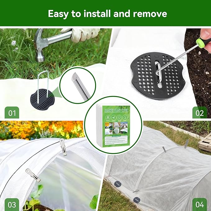 MuyuRise 10 FT x 33 FT Plant Covers Freeze Protection kit - 1.8 oz/yd² Thickened Frost Cloths Blankets with Garden Row Cover Accessories for Outdoor Plants, Protect in Winter Cold/Sun Pests (White)