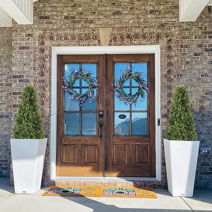 Azoco 3ft Artificial Boxwood Topiary Trees (Set of 2) - UV Resistant Faux Plants Outdoor, Realistic 36" Fake Cone Bushes and Shrubs for Front Porch, Planter, Patio - Low Maintenance & Evergreen