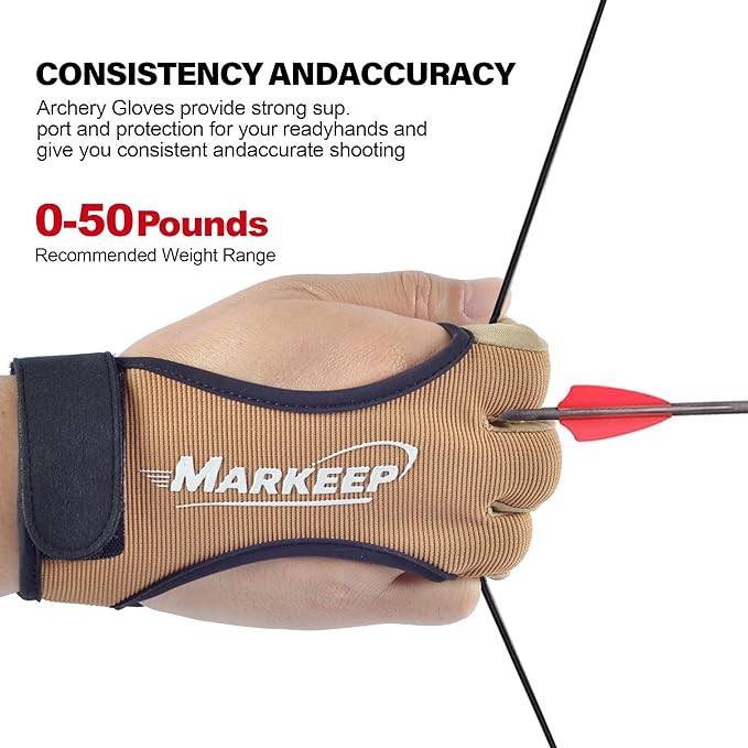Archery Gloves 2 Pack Shooting Hunting Leather Guard 3-Finger Guard for Youth Adult Man Woman and Beginner Recurve Arrow Bow Archery Protective Gear Accessories