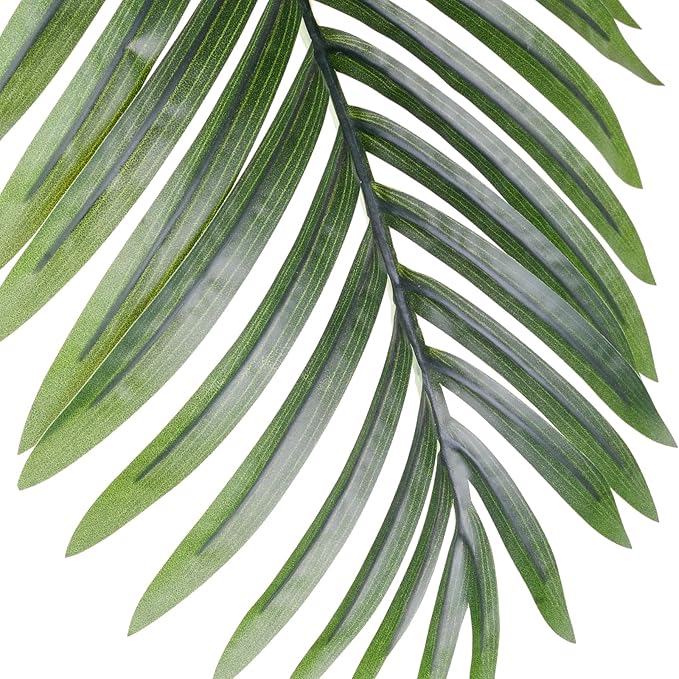 6ft Artificial Palm Tree Indoor Plant with White Tall Planter, Faux Silk Tropical Areca Floor Plant in Pot, Artificial Plants with Lifelike Leaves for Home Office Decor
