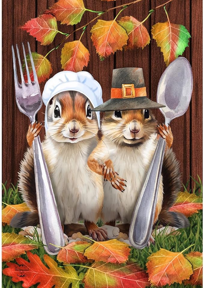 Briarwood Lane Thankful Chipmunks Garden Flag