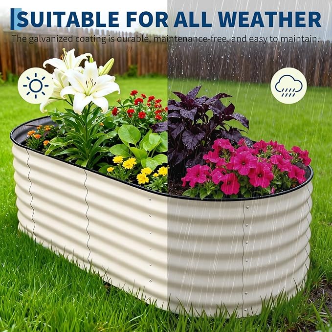 2 Pack Galvanized Raised Garden Beds - 6x3x2ft Planter Box for Vegetables, Flowers, Rust-Resistant Garden Box, Easy Assembly Raised Beds, Durable Planters for Outdoor Plants, Beige