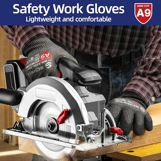 Schwer ProGuard Highest Level Cut Resistant Work Gloves PR3326 for Extreme Protection，ANSI A9 Cut Gloves with Reinforced Thumb, Non Slip, Breathable, Durable, Touch-screen, Non PFAS, Black 1 Pair（S）
