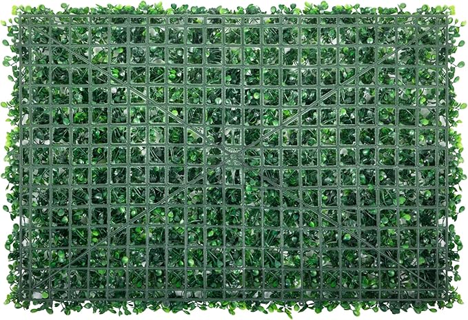 VEVOR 24PCS Artificial Boxwood Panels, 24 x 16 in 1.6 in Sun Protected Boxwood Hedge Wall Panel, Green Fake Grass Backdrop Wall for Privacy Fence Decor Indoor Outdoor Garden Backyard