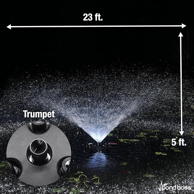 pond boss PRO Floating Fountain with Lights, 1/2 hp, 5000 GPH pump