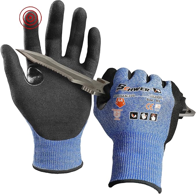 Schwer A4 AIR-SKIN Cut Resistant Work Gloves with Extreme Lightweight & Thin, Grip Gloves for Fishing, Refined Work, Mechanic, Gardening Gifts, Touch-Screen, 3D-Comfort Fit, 1 Pair, S, AR3900