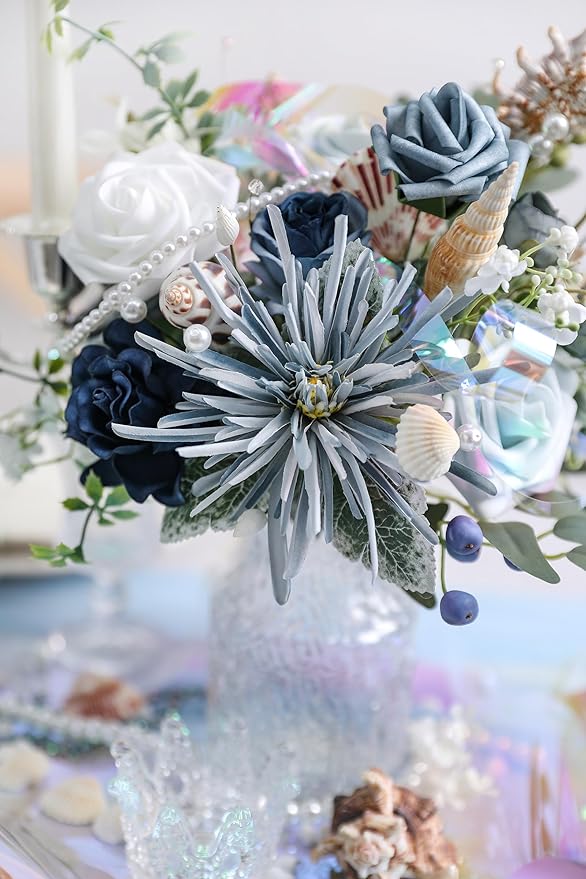 YYHUAWU Artificial Flowers Combo Box Set Gradient Color Flower Leaf with Stems for DIY Wedding Bouquets Centerpieces Baby Shower Party Home Decorations