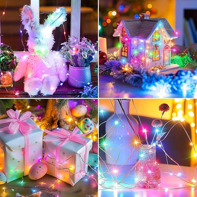 LAMPHOME 20 Pack Easter Lights Battery Operated, Pastel Fairy String Light, 7ft 20 LED Mini Light Firefly for Mason Jars DIY Crafts Wedding Party Centerpiece Table for Spring Bedroom Easter Decor
