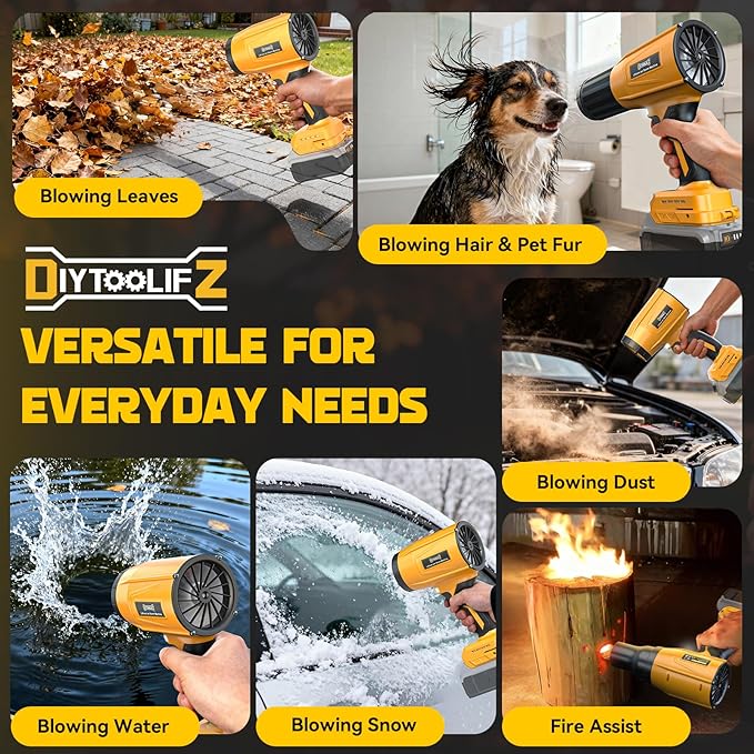 800,000RPM Cordless Leaf Blower Compatible with Dewalt 20V (Tool Only), Brushless Motor, Adjustable Speed, Lightweight Portable Electric Blower for Car, Patio, Garden (Without Battery)