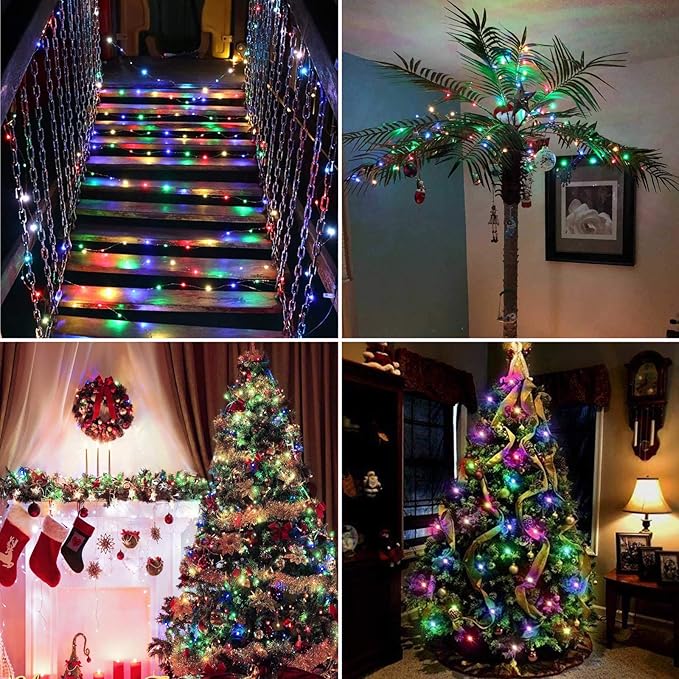 RUICHEN Silver Wire 66 Ft 200 LED USB Fairy String Lights with On/Off Switch (Multicolor)