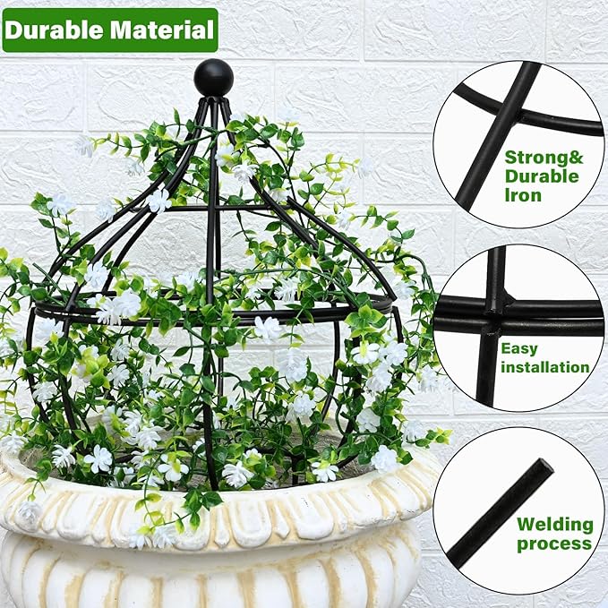 Sturdy Metal Garden Obelisk Trellis for Climbing Plants - 12" x 8.1" Versatile Support for Roses, Topiaries & Houseplants - Easy to Assemble, Durable & Decorative for Indoor/Outdoor Displays