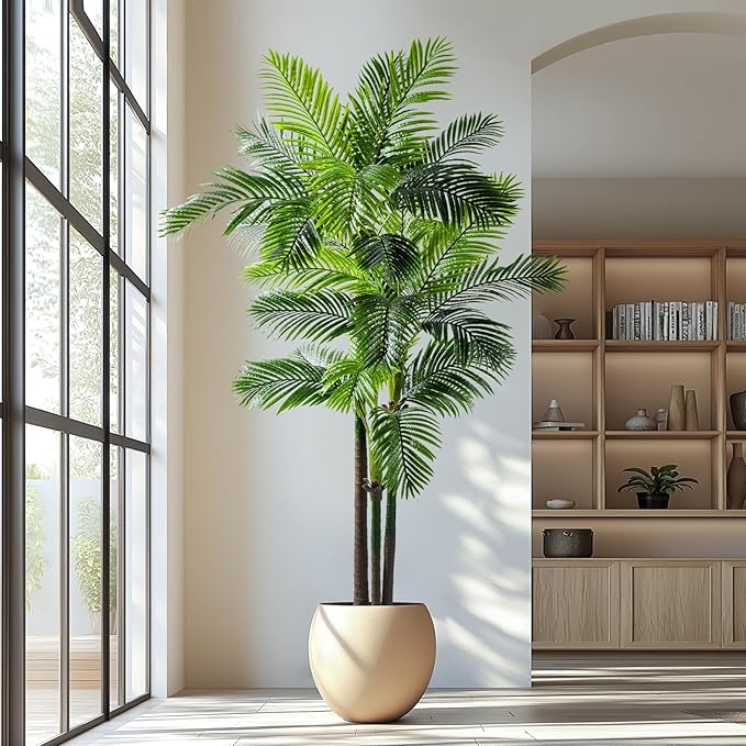Erimda 8.2FT Artificial Phoenix Palm Tree Artificial Plants Indoor Outdoor Large Faux Coconut Silk Palm Tree Tropical Fake Tree Faux Sago Palm Plant for Modern Farmhouse Yard Outside Patio Poolside