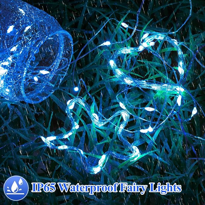 Lakumu 6-Pack Fairy Lights Battery Operated String Lights-7FT 20 LED,Waterproof Silver Wire Firefly Lights for Mason Jars DIY Bedroom Wedding Party Centerpiece Table Decor, Blue