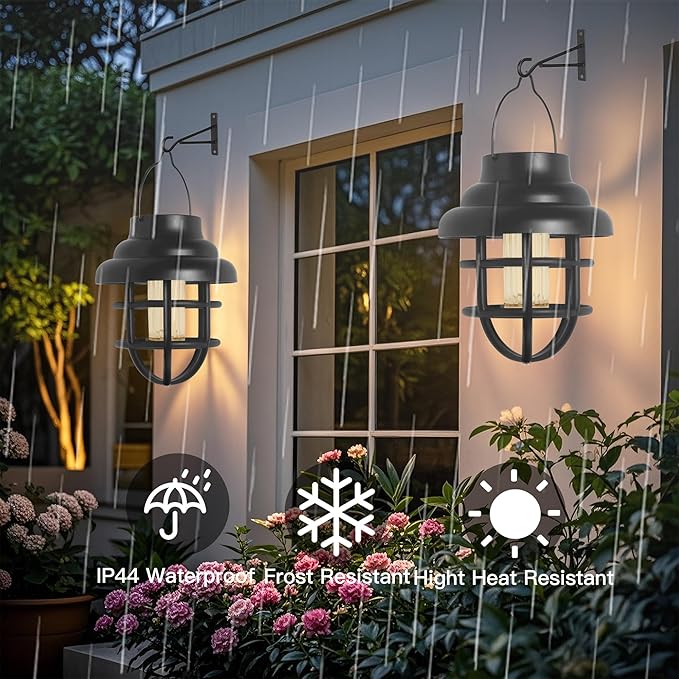 Solar Lights Outdoor Waterproof Hanging Solar Lantern Garden Decor, Hanging Outdoor Lanterns Led Lights for Outside Porch Patio Yard Balcony Pathway