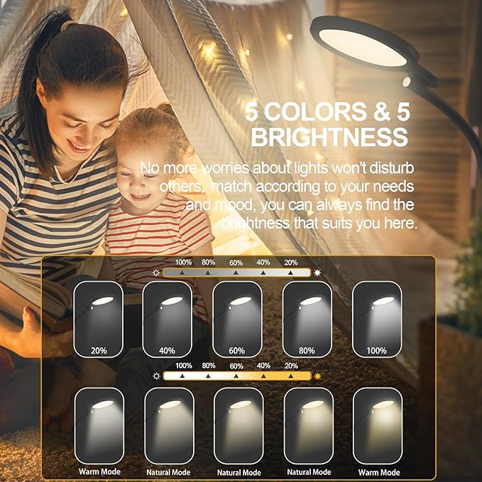 Sozapooty Light Therapy Lamp 10000 Lux UV-Free Sun Floor Lamp, 360° Gooseneck Happy Lamp with 5 Colors & 5 Brightness Levels & Remote Control + Touch Dual Control (Black)