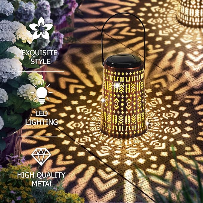 Solar Lanterns Outdoor Waterproof, Hanging Solar Lantern Garden Decor, Decorative Lights for Yard, Patio, Lawn, Porch, Unique Housewarming Gifts (Garden)