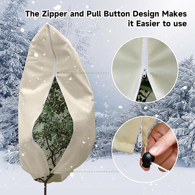 BATULU,Winter Plant Covers Freeze Protection, 78.7 * 94.4inch Plant Covers for Winter, with Zipper and Drawstring, Suitable for Plants,Fruit Trees, Shrubs, and Potted Plants