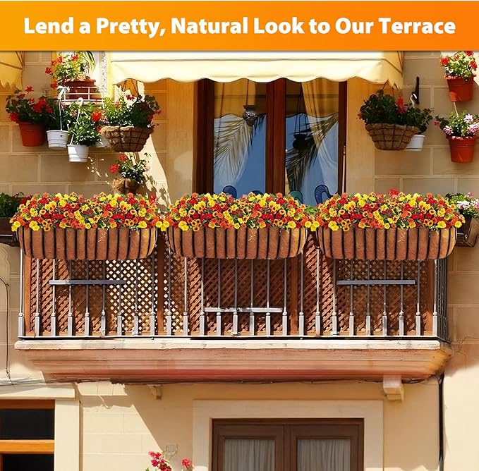 Legigo 2 Pack 48 Inch Square Coco Liners Planter Baskets Liner- Natural Coconut Coir Basket Liner Replacement, Window Box Liners Trough Coconut Liners for Wall Planter Garden Deck Fence Flower Baskets
