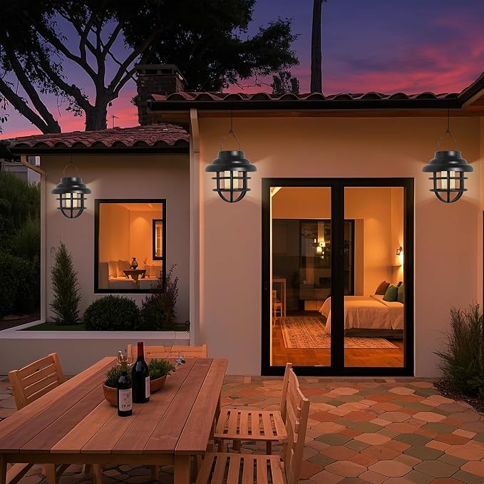Solar Lights Outdoor Waterproof Hanging Solar Lantern Garden Decor, Hanging Outdoor Lanterns Led Lights for Outside Porch Patio Yard Balcony Pathway