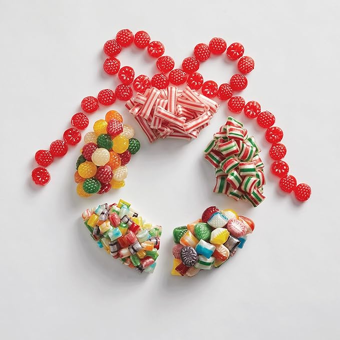 The Swiss Colony Traditional Christmas Candy Tin - 1 lb. 14 oz. Net Wt.: Old Fashioned Hard Candy Mix, Raspberry Drops, Pillows - Perfect Sweets Gift Box for All Occasions & Grandparents