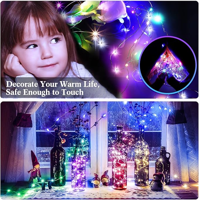 Tuanse 150 Pack LED Fairy Lights Colored Battery Operated String 3 Speed Modes 7 ft 20 LED Starry Wedding Decoration Waterproof Wire Twinkle Light for DIY Jar Bedroom Party Supplies (Multi Color)