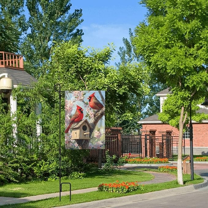 Birds In Tree Garden Flag 12x18 Inch Double Sided All-Weather Polyester Outdoor Flag For Patio Lawn Yard And Garden Welcome Decor