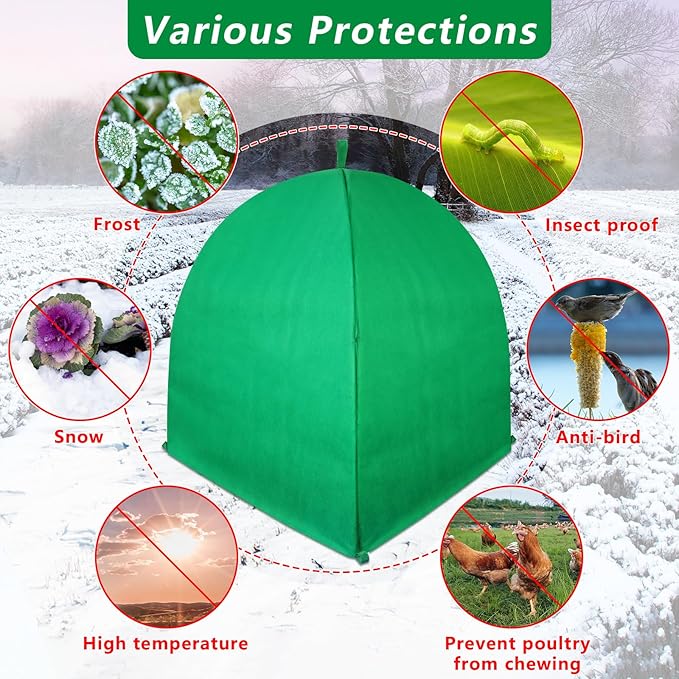 2 PACK Winter Plant Covers Freeze Protection Shrub Covers for Winter Frost Protection for Plants in Winter Warm Plant Tent Protecting Fruit Potted Plants Tree From Freezing Animals Eating (22x22x23)