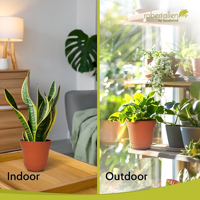 Headwind Traverse Planters – 12" 2 Pack Plastic Plant Pot in Tango Orange - Indoor & Outdoor Pots for Plants with Drainage - Decorative Plant Pot, Flower Pots Outdoor for Garden by Robert Allen