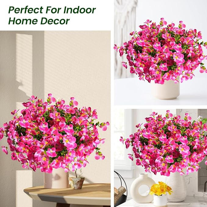 Artificial Flowers for Outdoor, 14 Bundle UV Realistic Fake Faux Plastic Flowers for Outside Indoor Porch Patio Window Box Planter Home Decor