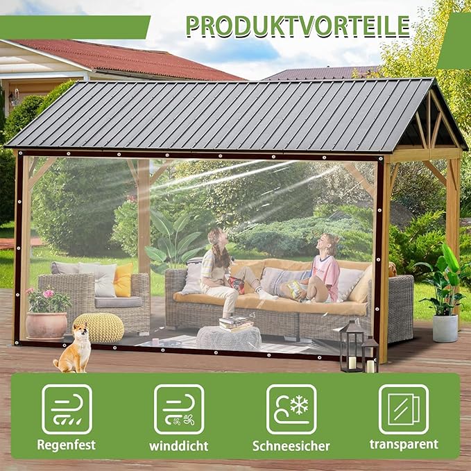 Clear Tarp Waterproof with Grommets 8x12,Heavy Duty PVC Vinyl Tarps Cover,Transparent Tarpaulin Large (Small) for Outdoor/Camping/Plant/Garden/Chicken Coop/Cat Litter