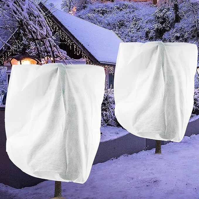 Cthenqeeu 2 Pack H84 x W72 Plant Covers Freeze Protection - Shrub Cover, Winter Tree Cover with Drawstring for Season Extension & Frost Protection, White