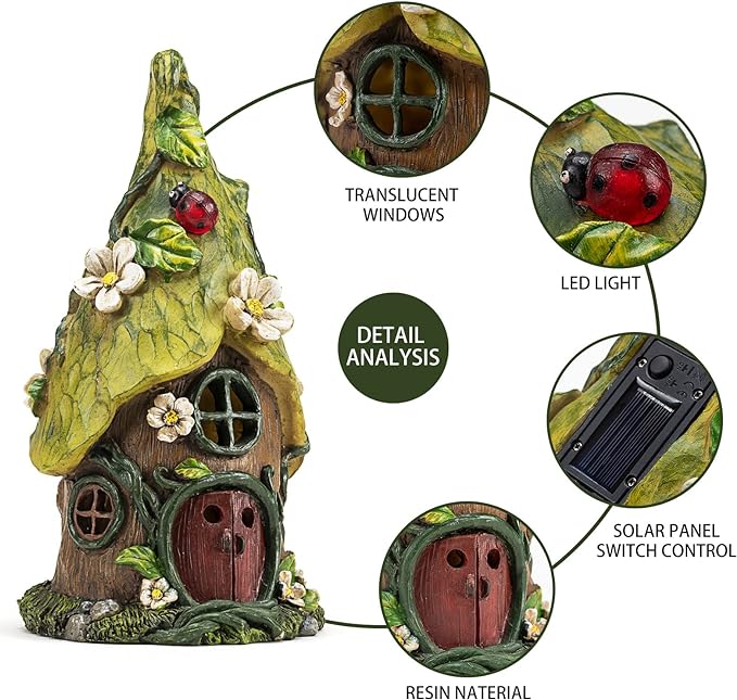 Garden Decor Outdoor Solar Statues, 9.4Inch Resin Fairy Garden Solar Lights Birthday Gifts for Women Yard Decorations, Gardening Gifts for Patio, Balcony, Porch Decor