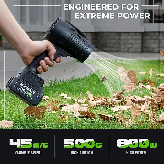 20V Handheld Electric Cordless Leaf Blower 30,000 RPM Includes 2 * 3Ah Batteries & Fast Charger, Lightweight for Patio Cleaning, Lawn Care, Blowing Leaves & Dust - Black