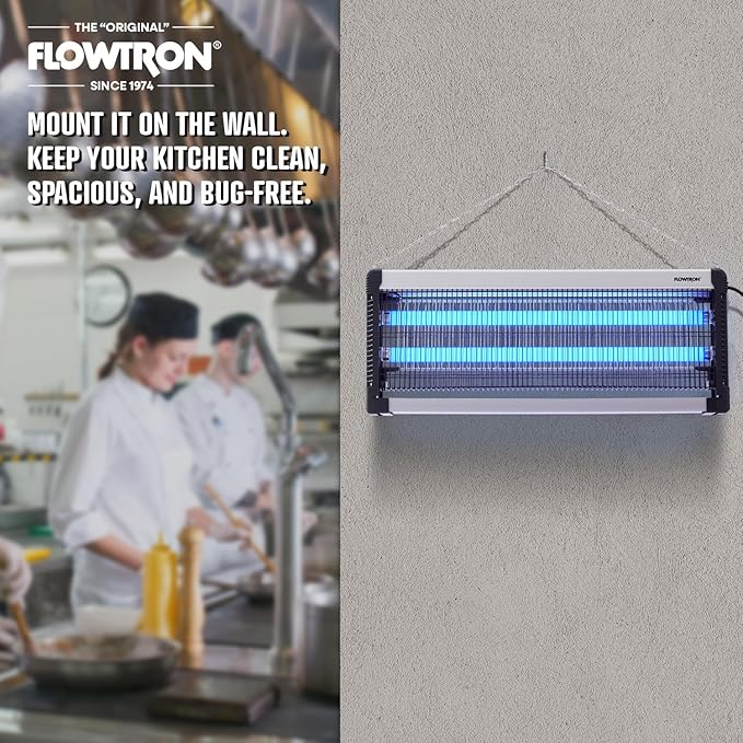 Flowtron Indoor Bug Zapper: 3000V Electric Insect Killer & Mosquito Trap - 1500 Sq Ft Coverage - 40W Dual UV Light Fly Zapper for Kitchen, Bedroom, RV & Restaurant - Safe Gnat & Moth Killer