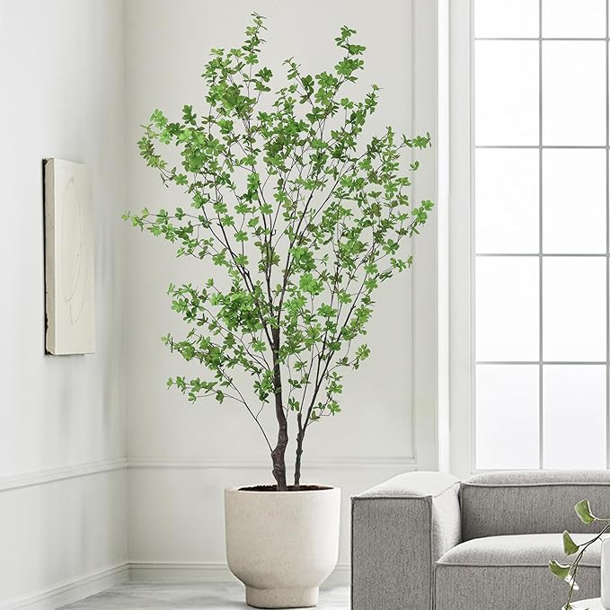 Artificial Enkianthus Tree 7FT(84in) Tall Faux Tree with Large Trunks and Realistic Leaves, Fake Enkianthus Trees Floor Potted Plants for Home Office Living Room Indoor Outdoor Decor (7feet,1Pack)
