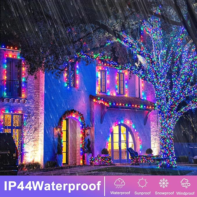 800 LED Christmas Lights Indoor Outdoor 262ft Christmas String Lights Indoor 8 Modes Clear Wire, Plug in Twinkle Fairy Lights for Bedroom Tree Christmas Decorations, Multicolor