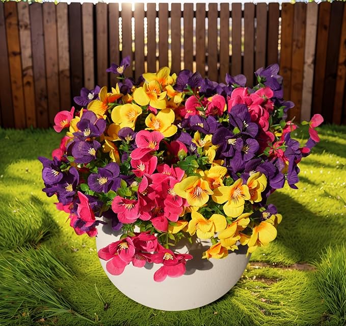 Artificial Flowers for Outdoor, Realistic Faux Plants for Outside Indoor Porch Patio Window Box Planter Home Decor (Colour Mixture)