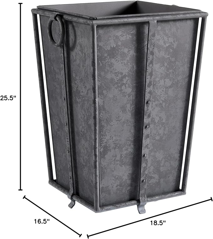 MY SWANKY HOME Large Minimalist Classic Metal Box Planters Liners Square Industrial Rivets Gray
