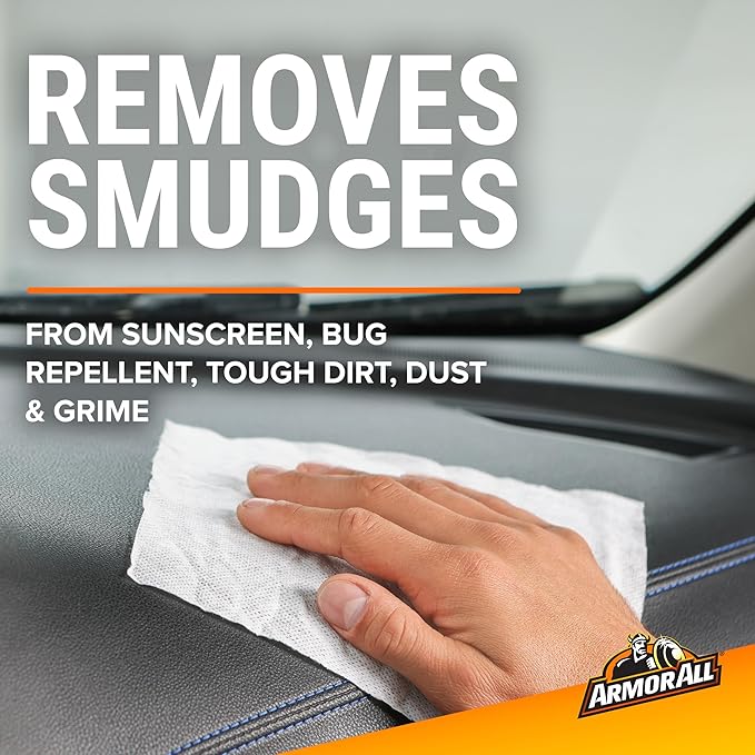 Armor All Car Cleaning Wipes, 60 Count Flat Pack, Powerful Car Wipes for Dashboards, Vinyl, Clear Plastics, Carpet and Fabric