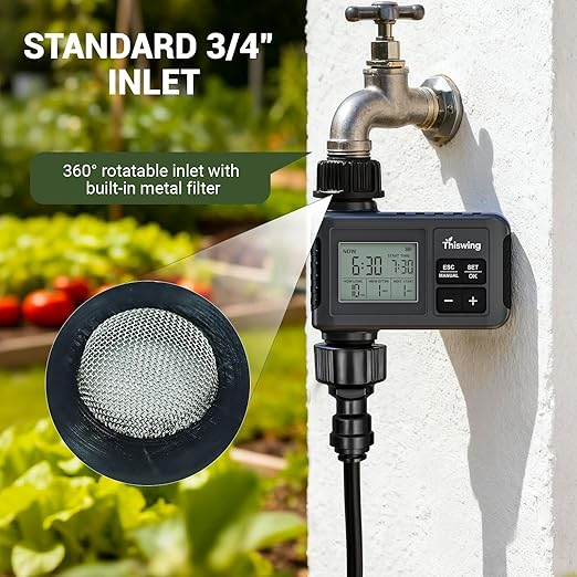 360° Adjustable Drip Irrigation System - 50FT Garden Watering Atomizing System with 16 Nozzles & Water Timer, Greenhouse Accessories for Yard, Lawn, Plants, Garden, 5/16 inches Hose