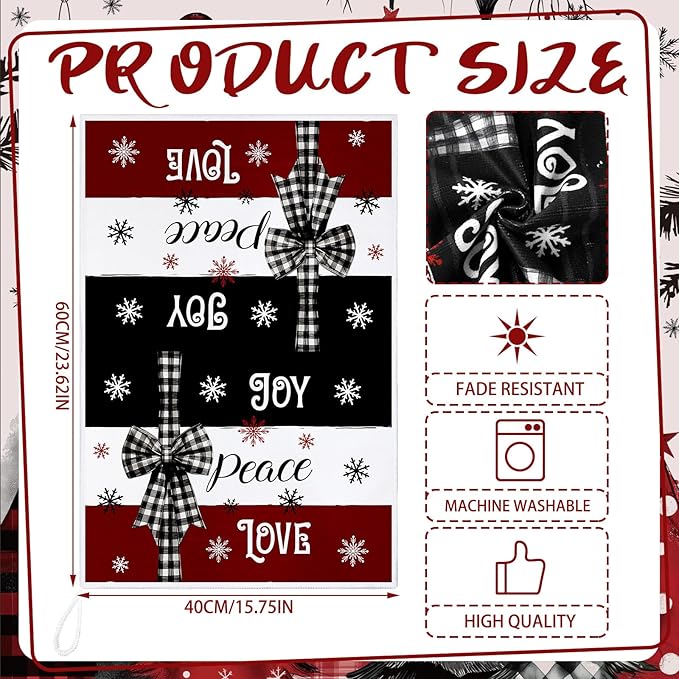 Bencailor 16 Pcs Christmas Kitchen Towels Xmas Holiday Hand Dish Towels Buffalo Plaid Snowman Truck Tea Dishcloths for Christmas Winter Holiday Kitchen Bathroom Home Decor Gifts