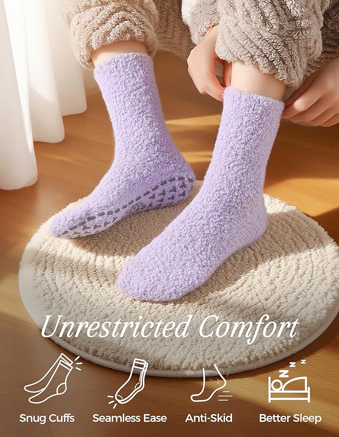 TEHOOK Warm & Cozy Valentines Gifts for Women, Fluffy Fuzzy Plush Sleeping Slipper Socks - Soft Warm Fabric