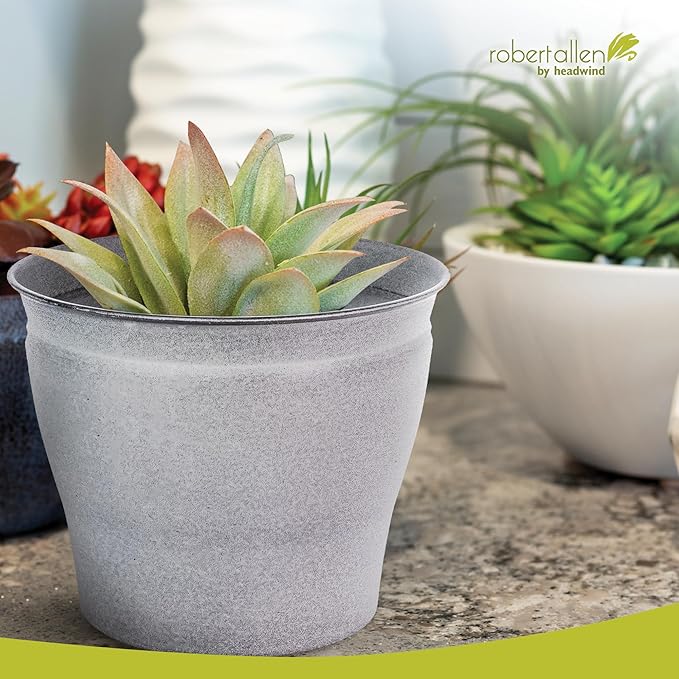 Headwind Natural Ironstone Timberline Collection - 14" Pearl White Decorative Planter for Outdoor Pots for Plants – Modern Indoor Plant Pots, Large & Small Planters for Indoor Plants by Robert Allen