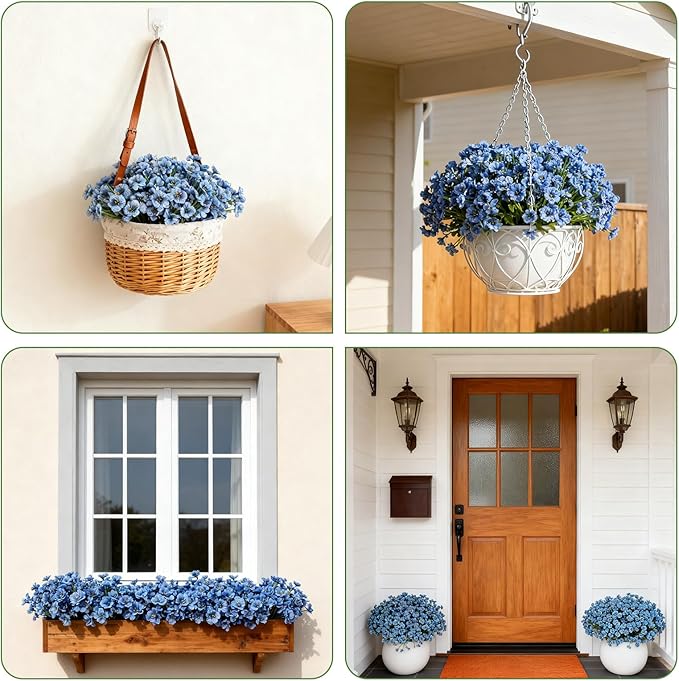Stymedeca Artificial Flowers for Outdoor Faux Plants for Spring Summer Decoration, UV Resistant Realistic Silk Plastic Fake Flowers Garden Porch Patio Balcony Yard Front Home Decor, 24 Bundles