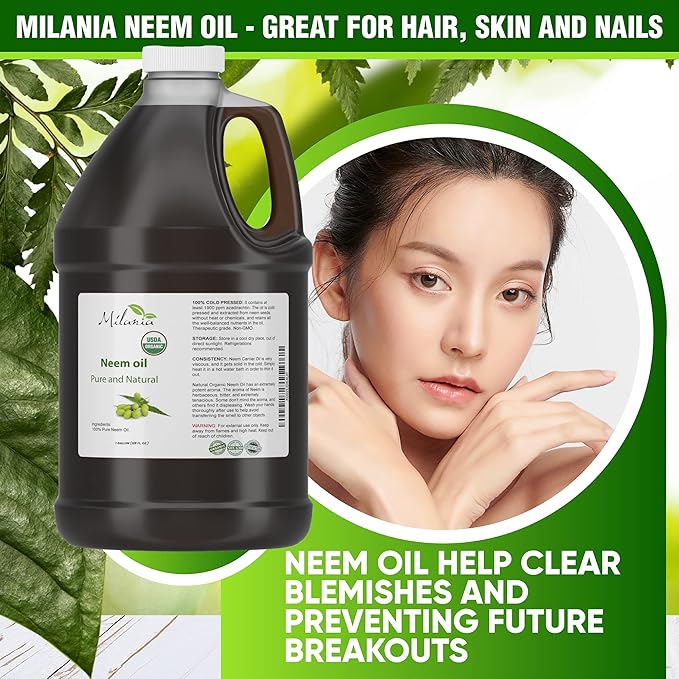 Premium Organic Neem Oil Virgin (1 Gallon), Cold Pressed, Unrefined 100% Pure Natural Grade A. Excellent Quality