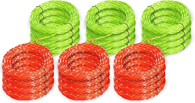 12 Pack AL2420PD 0.095’’ Replacement Twisted Trimmer Lines Compatible with All EGO 15-Inch String Trimmers, 168 FT Dual Color Pre-Cut Heavy Duty Weed Wacker String for EGO Line Trimmers