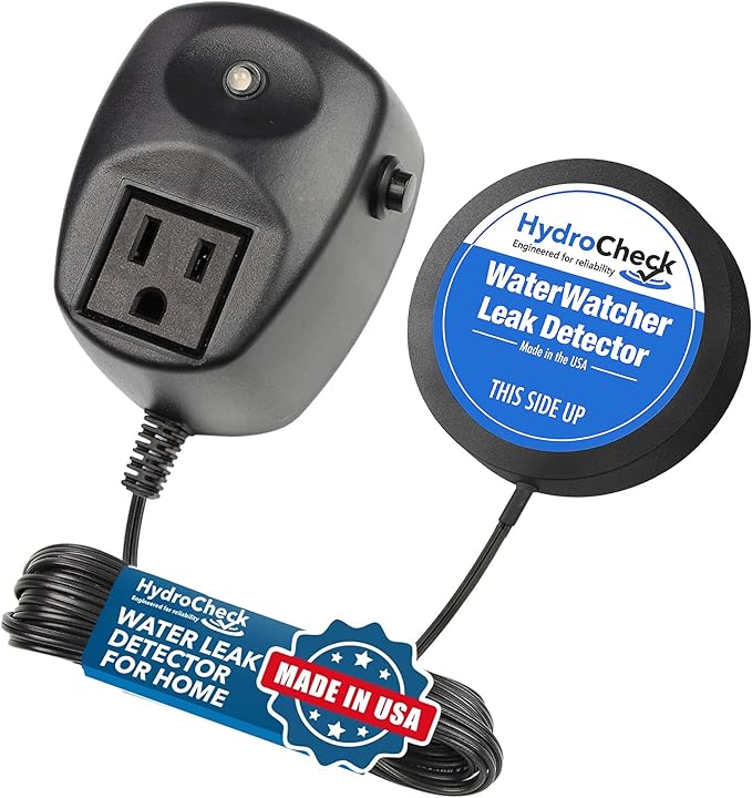 HydroCheck Water Sensor Alarm, Smart Water Leak Detector for Home & Basements | Made in The USA | Automatic Flood Detectors and Water Alarm, Pure Water Capable (WaterWatcher)