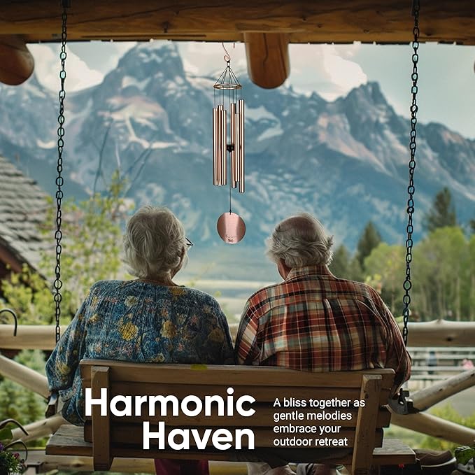 Nature’s Melody Aureole Tunes Wind Chimes – Outdoor Windchime with 6 Tubes Tuned to C Pentatonic Scale, 100% Rustproof Aluminum, Powder Finish & S Hook Hanger for Sympathy, Memorial Gift or Zen Garden