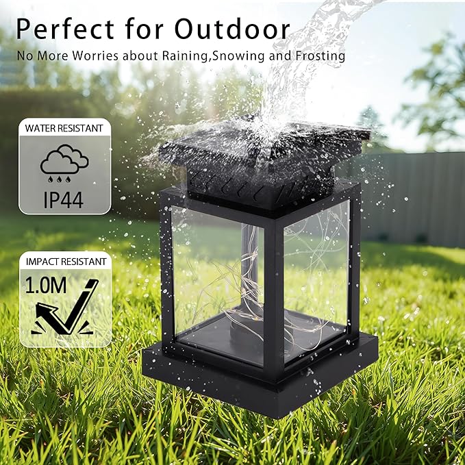 JHY DESIGN Set of 6 Solar Lantern Lights Outdoor Waterproof Solar Powered Table Lamp Hanging Lighting with Warm LED Fairy String Lights for Patio Garden Landscape Decoration Yard Lawn（with Clamp）