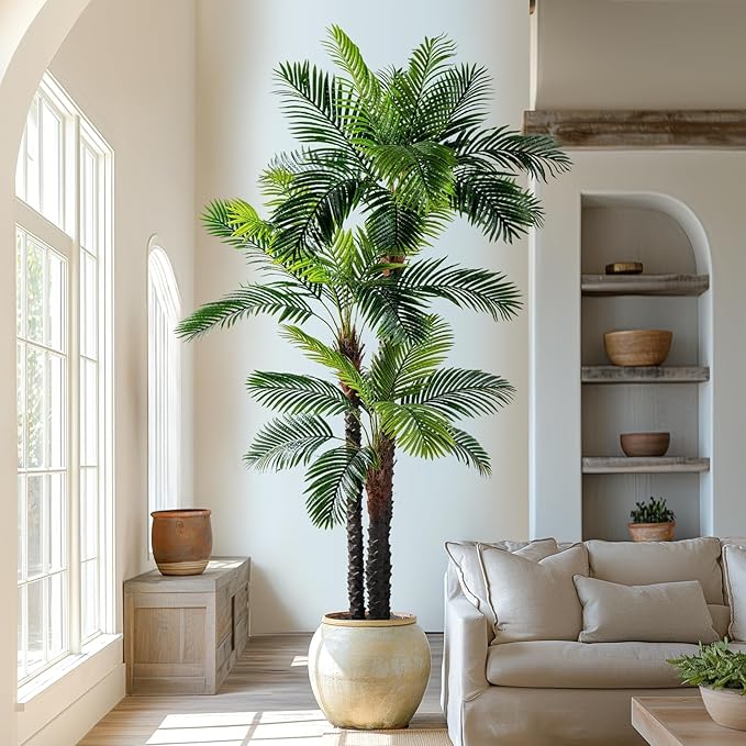 Erimda 9.1FT Artificial Phoenix Palm Tree Artificial Plants Indoor Outdoor Large Faux Coconut Silk Palm Tree Tropical Fake Tree Faux Sago Palm Plant for Modern Farmhouse Yard Outside Patio Poolside
